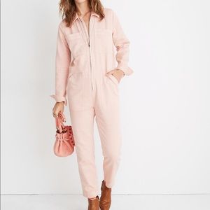 NWT Madewell Zip-Front Coverall Jumpsuit, Pink XS